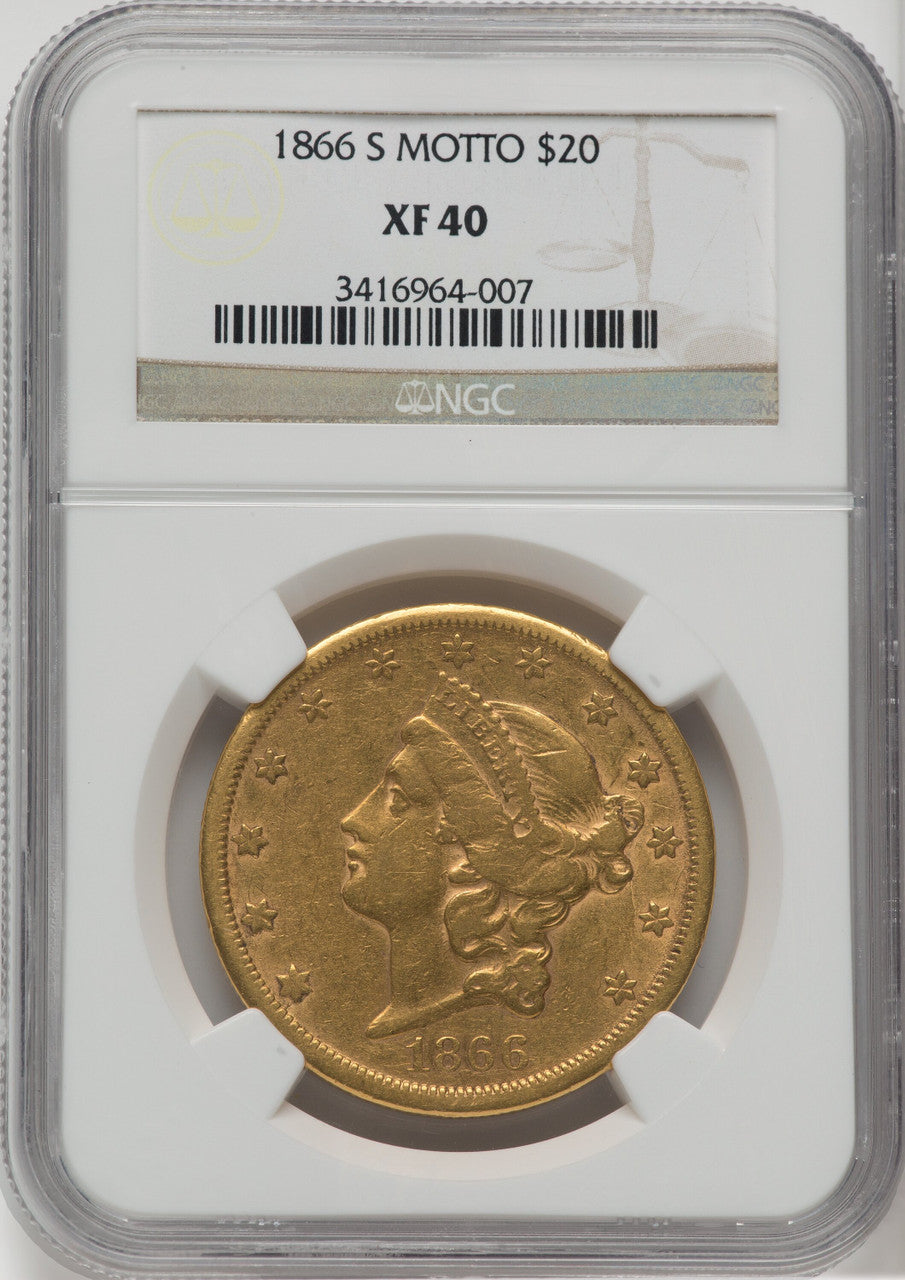 1866-S $20 MOTTO Liberty Double Eagle NGC XF40