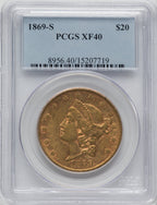 1869-S $20 Liberty Double Eagle PCGS XF40
