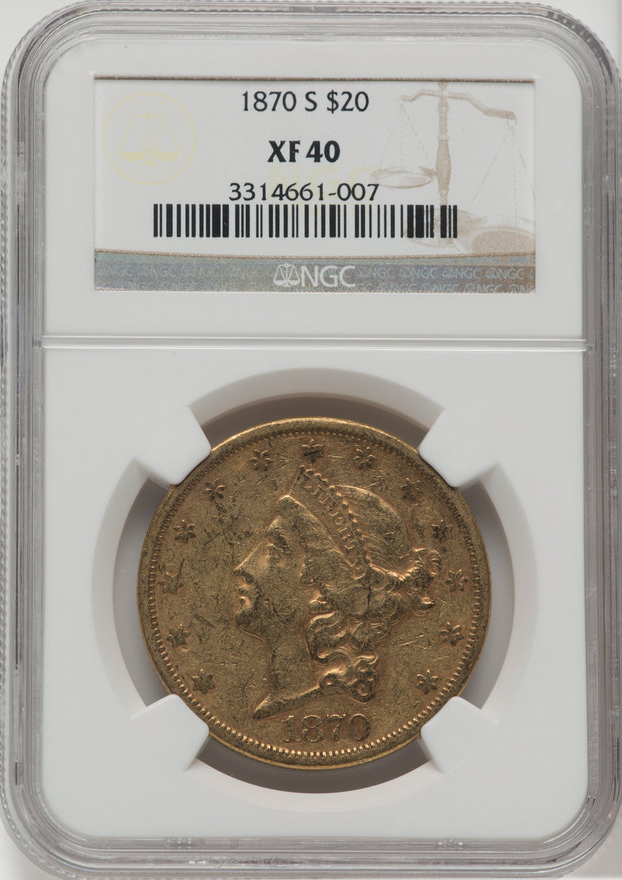 1870-S $20 Liberty Double Eagle NGC XF40