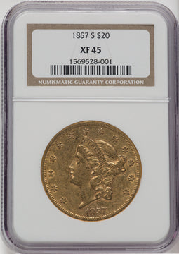 1857-S $20 Liberty Double Eagle NGC XF45