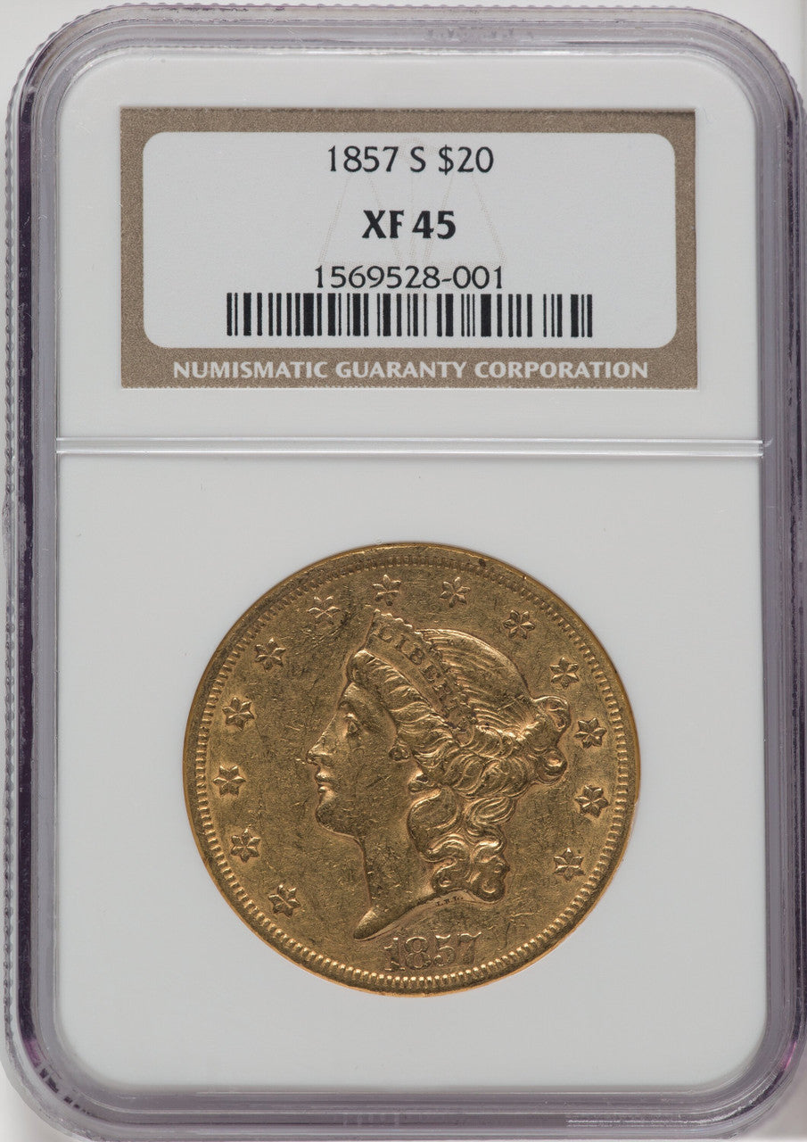 1857-S $20 Liberty Double Eagle NGC XF45
