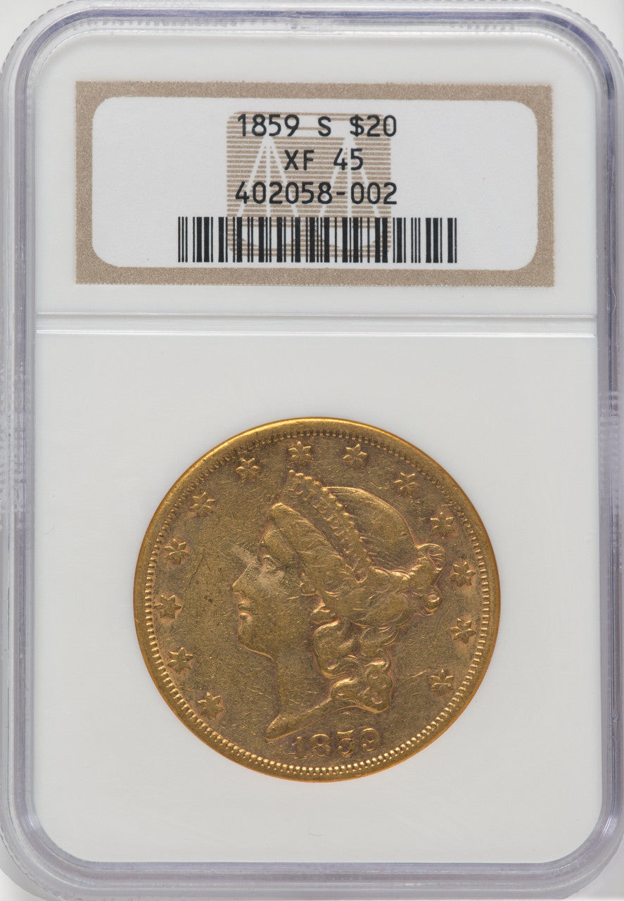 1859-S $20 Liberty Double Eagle NGC XF45