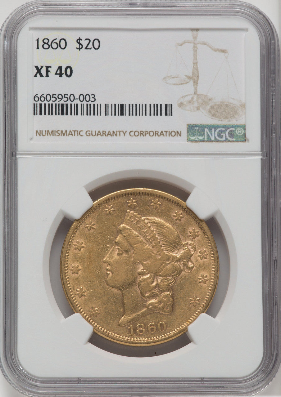 1860 $20 Liberty Double Eagle NGC XF40