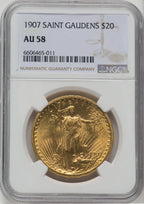 1907 $20 Saint Saint-Gaudens Double Eagle NGC AU58