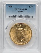 1908 $20 MOTTO Saint-Gaudens Double Eagle PCGS AU58