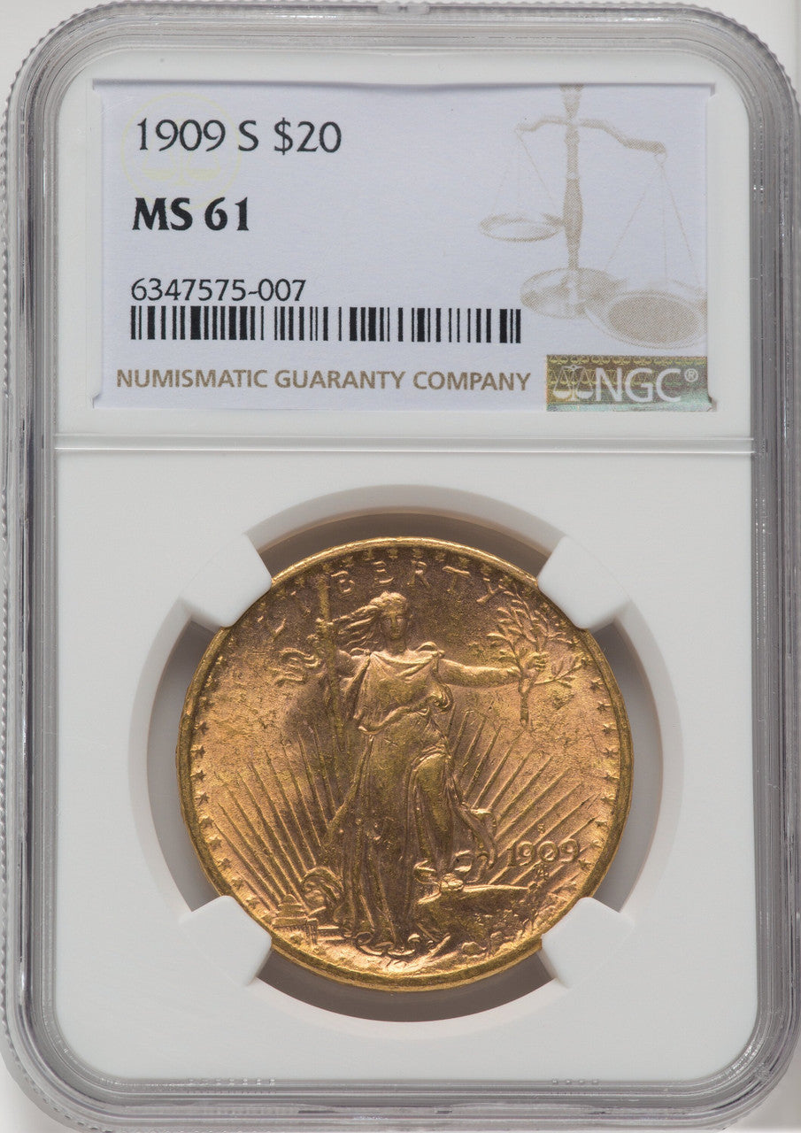 1909-S $20 Saint-Gaudens Double Eagle NGC MS61