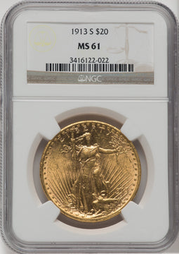 1913-S $20 Saint-Gaudens Double Eagle NGC MS61