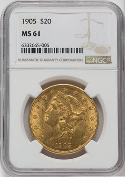 1905 $20 Liberty Double Eagle NGC MS61