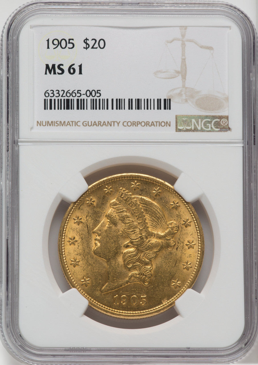 1905 $20 Liberty Double Eagle NGC MS61