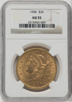 1906 $20 Liberty Double Eagle NGC AU55