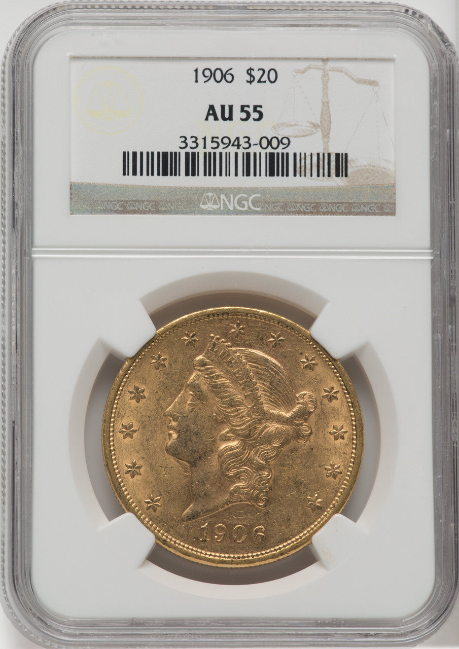 1906 $20 Liberty Double Eagle NGC AU55