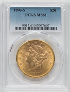 1890-S $20 Liberty Double Eagle PCGS MS61
