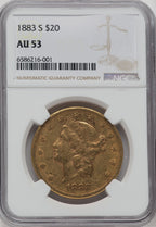 1883-S $20 Liberty Double Eagle NGC AU53