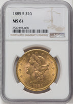 1885-S $20 Liberty Double Eagle NGC MS61