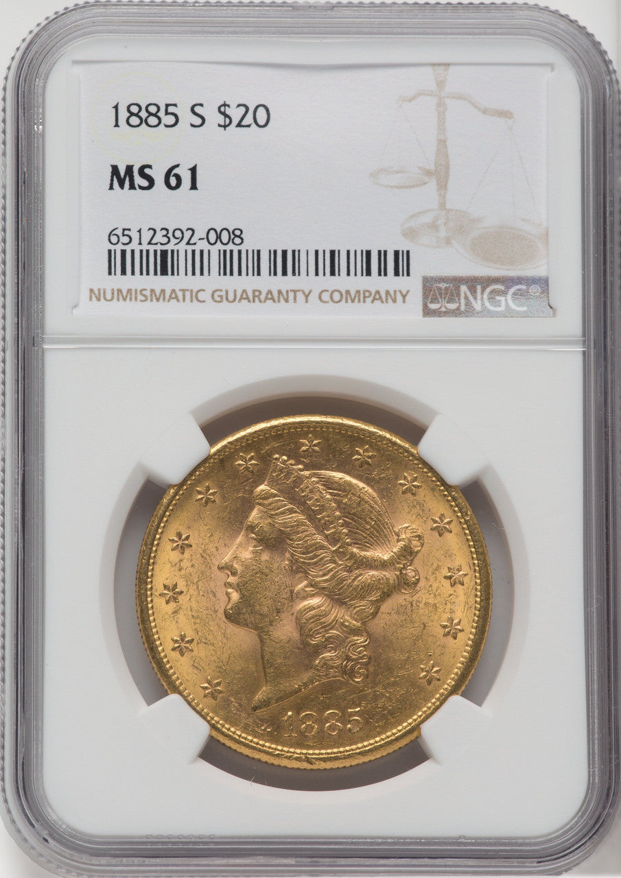 1885-S $20 Liberty Double Eagle NGC MS61