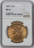 1887-S $20 Liberty Double Eagle NGC MS61
