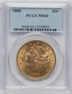 1888 $20 Liberty Double Eagle PCGS MS60