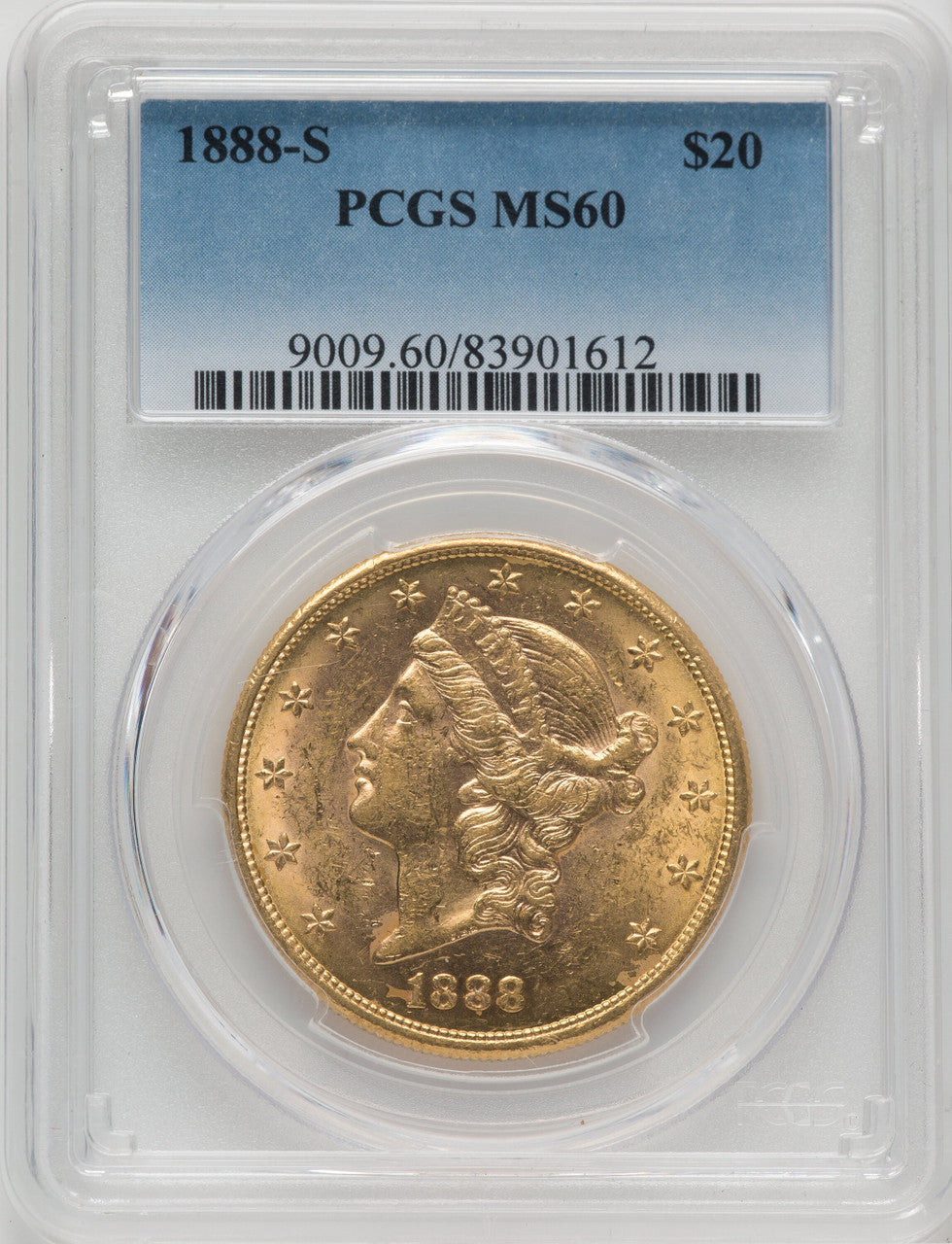 1888-S $20 Liberty Double Eagle PCGS MS60