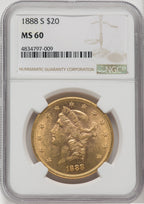 1888-S $20 Liberty Double Eagle NGC MS60