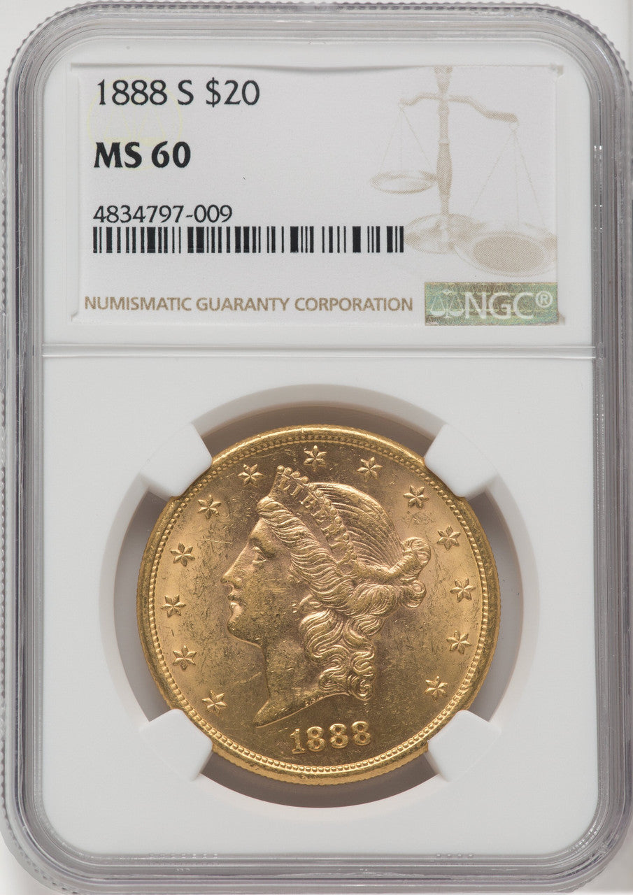 1888-S $20 Liberty Double Eagle NGC MS60