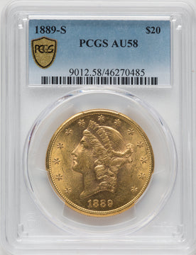 1889-S $20 Liberty Double Eagle PCGS AU58