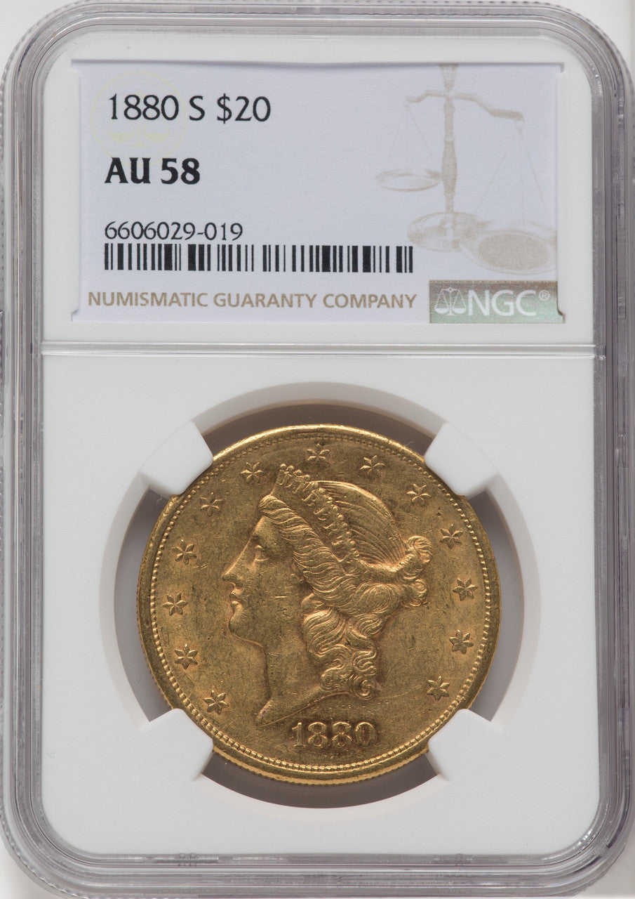 1880-S $20 Liberty Double Eagle NGC AU58