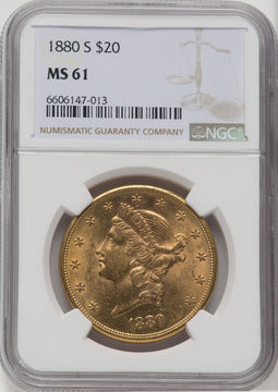 1880-S $20 Liberty Double Eagle NGC MS61
