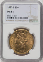 1880-S $20 Liberty Double Eagle NGC MS61