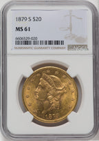 1879-S $20 Liberty Double Eagle NGC MS61