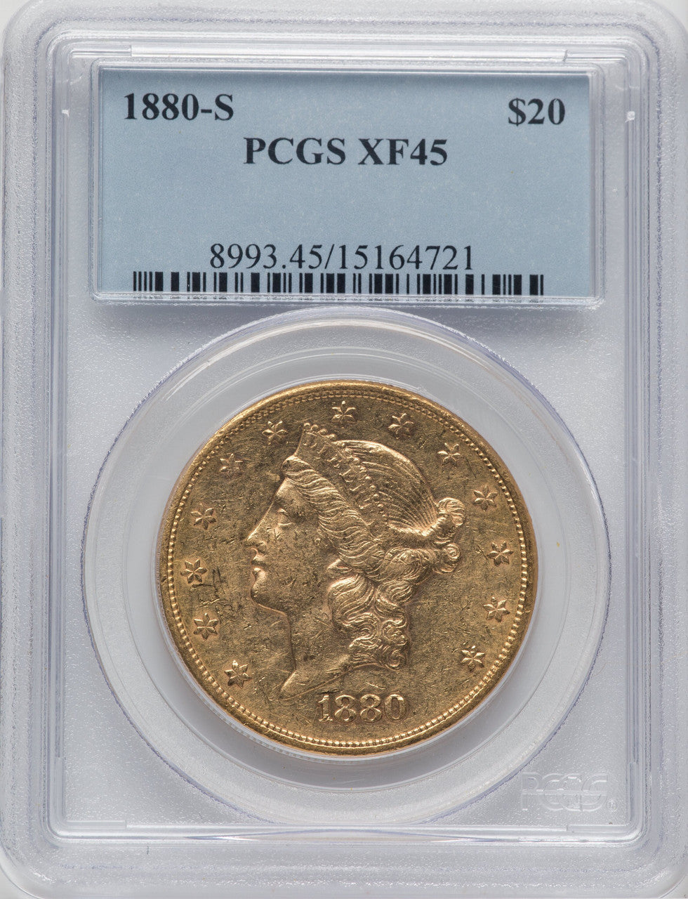 1880-S $20 Liberty Double Eagle PCGS XF45