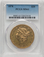1878 $20 Liberty Double Eagle PCGS MS61
