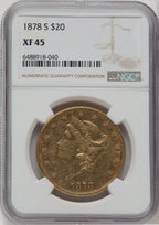 1878-S $20 Liberty Double Eagle NGC XF45