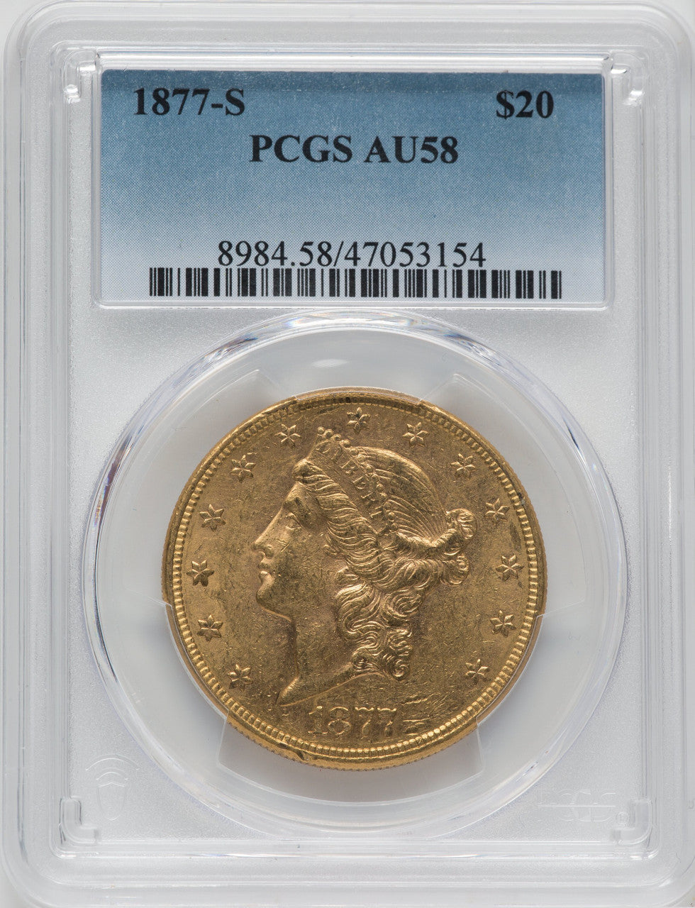 1877-S $20 Liberty Double Eagle PCGS AU58
