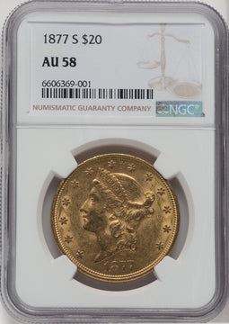 1877-S $20 Liberty Double Eagle NGC AU58 (760875023)