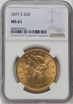 1877-S $20 Liberty Double Eagle NGC MS61