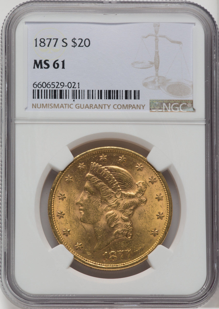 1877-S $20 Liberty Double Eagle NGC MS61