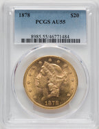 1878 $20 Liberty Double Eagle PCGS AU55