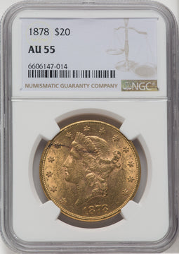 1878 $20 Liberty Double Eagle NGC AU55