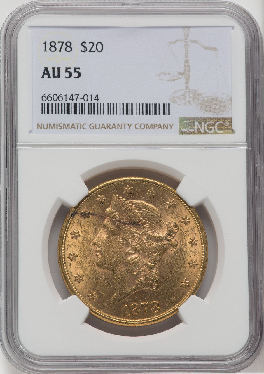 1878 $20 Liberty Double Eagle NGC AU55