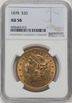 1878 $20 Liberty Double Eagle NGC AU58 (171358014)
