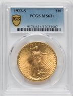 1922-S $20 Saint-Gaudens Double Eagle PCGS MS63+