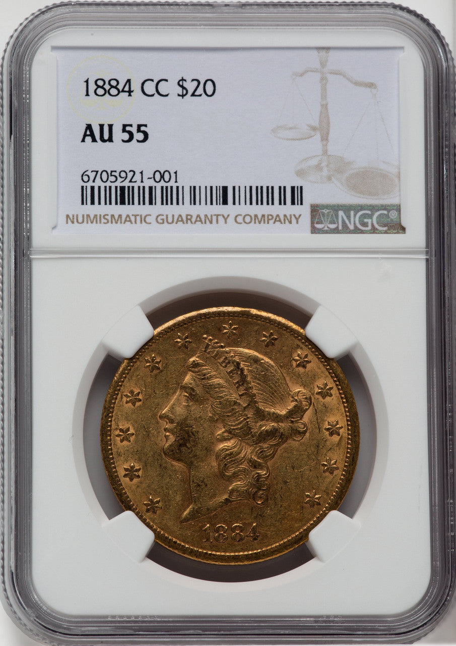 1884-CC $20 Liberty Double Eagle NGC AU55