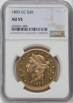 1892-CC $20 Liberty Double Eagle NGC AU55