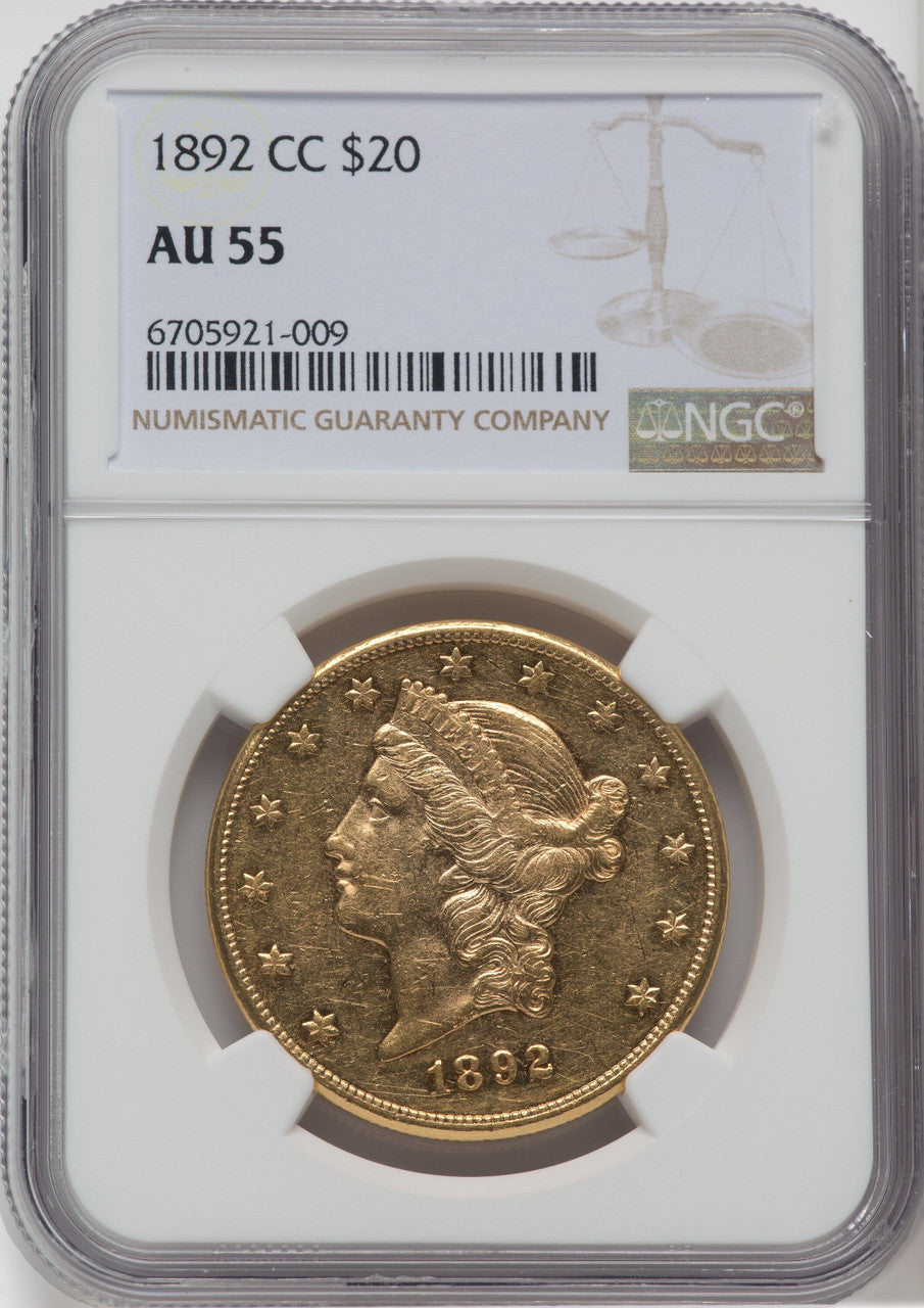 1892-CC $20 Liberty Double Eagle NGC AU55