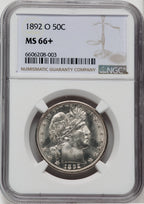1892-O 50C NGC Plus Barber Half Dollar NGC MS66+