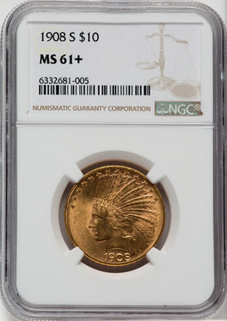 1908-S $10 NGC Plus Indian Eagle NGC MS61+