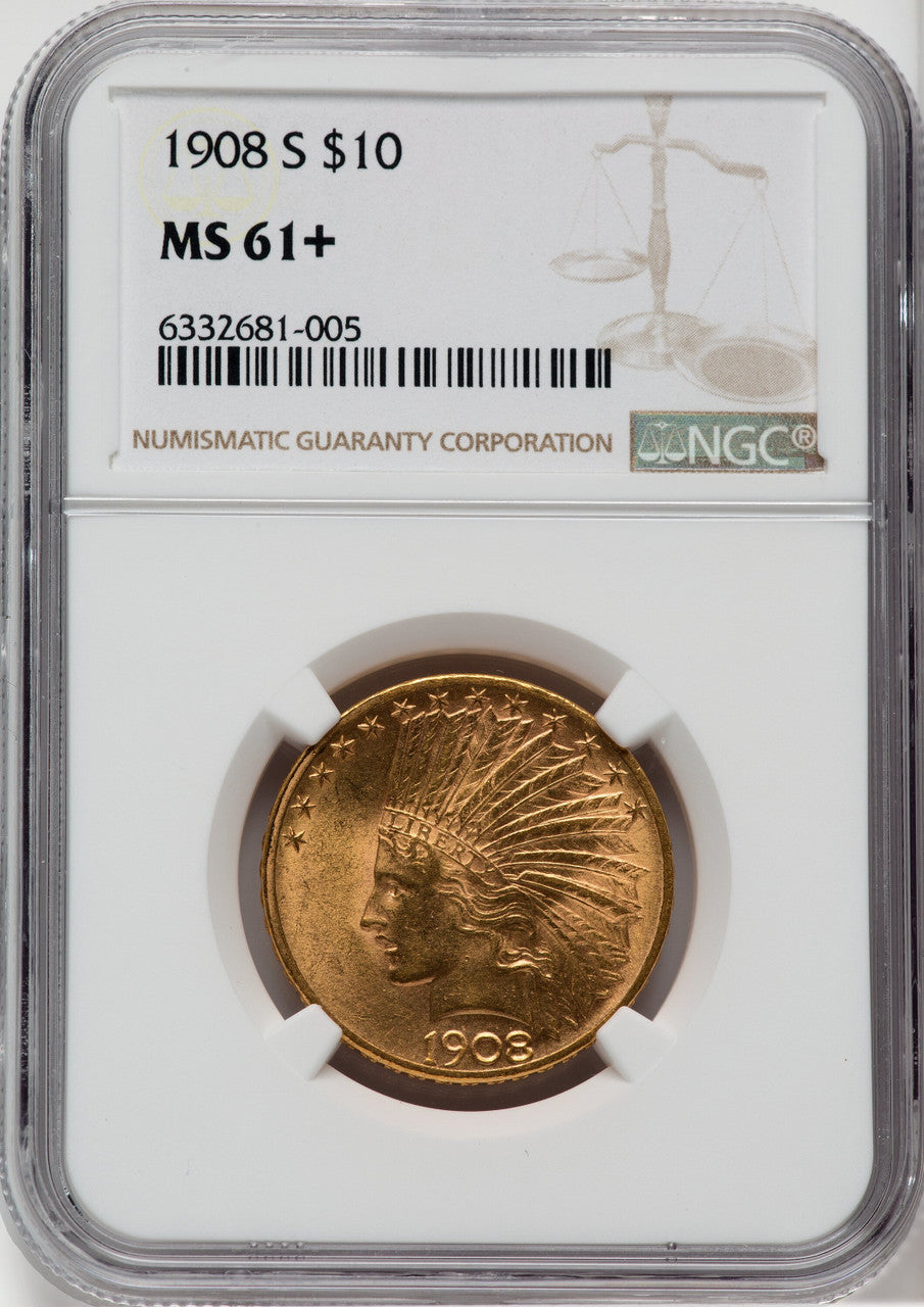 1908-S $10 NGC Plus Indian Eagle NGC MS61+