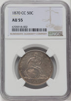 1870-CC 50C Seated Half Dollar NGC AU55