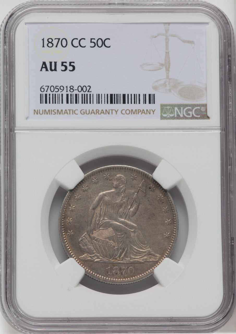 1870-CC 50C Seated Half Dollar NGC AU55
