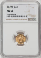 1870-S G$1 Gold Dollar NGC MS65